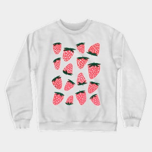 Organic summer strawberries coral and green Crewneck Sweatshirt